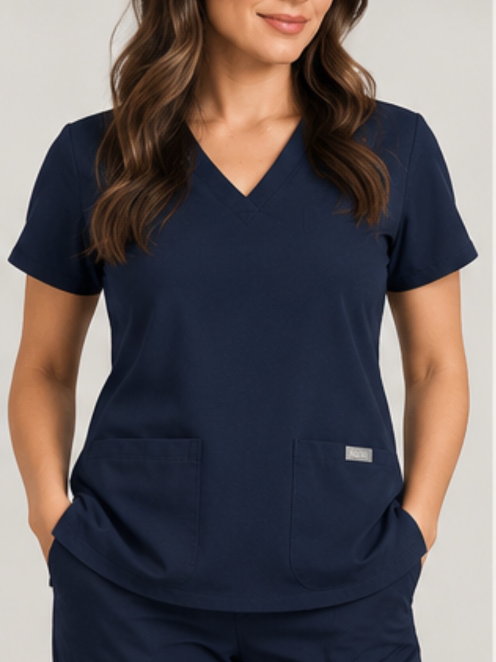 Figs Deep Blue V-Neck Scrub Top size M